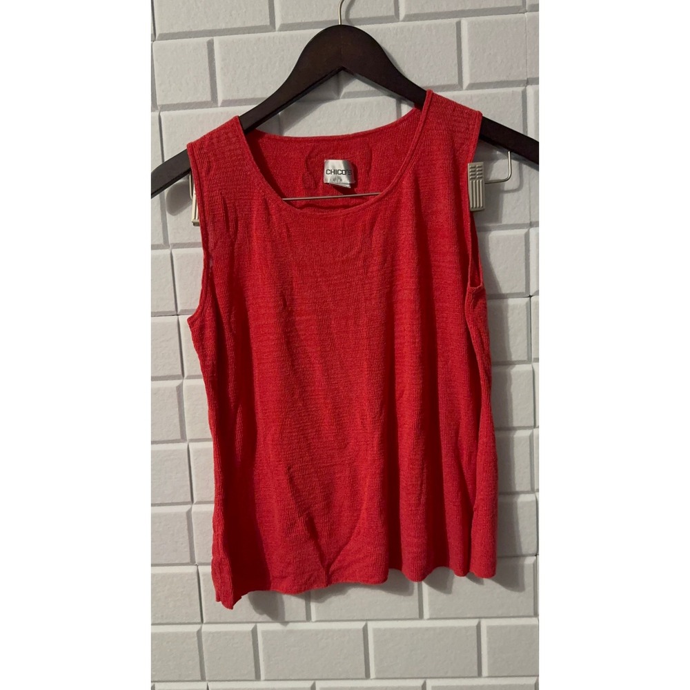 Chico's Women's BrickRed/BurntOrange 100% Rayon Sleeveless Knit Tank Top Size 1